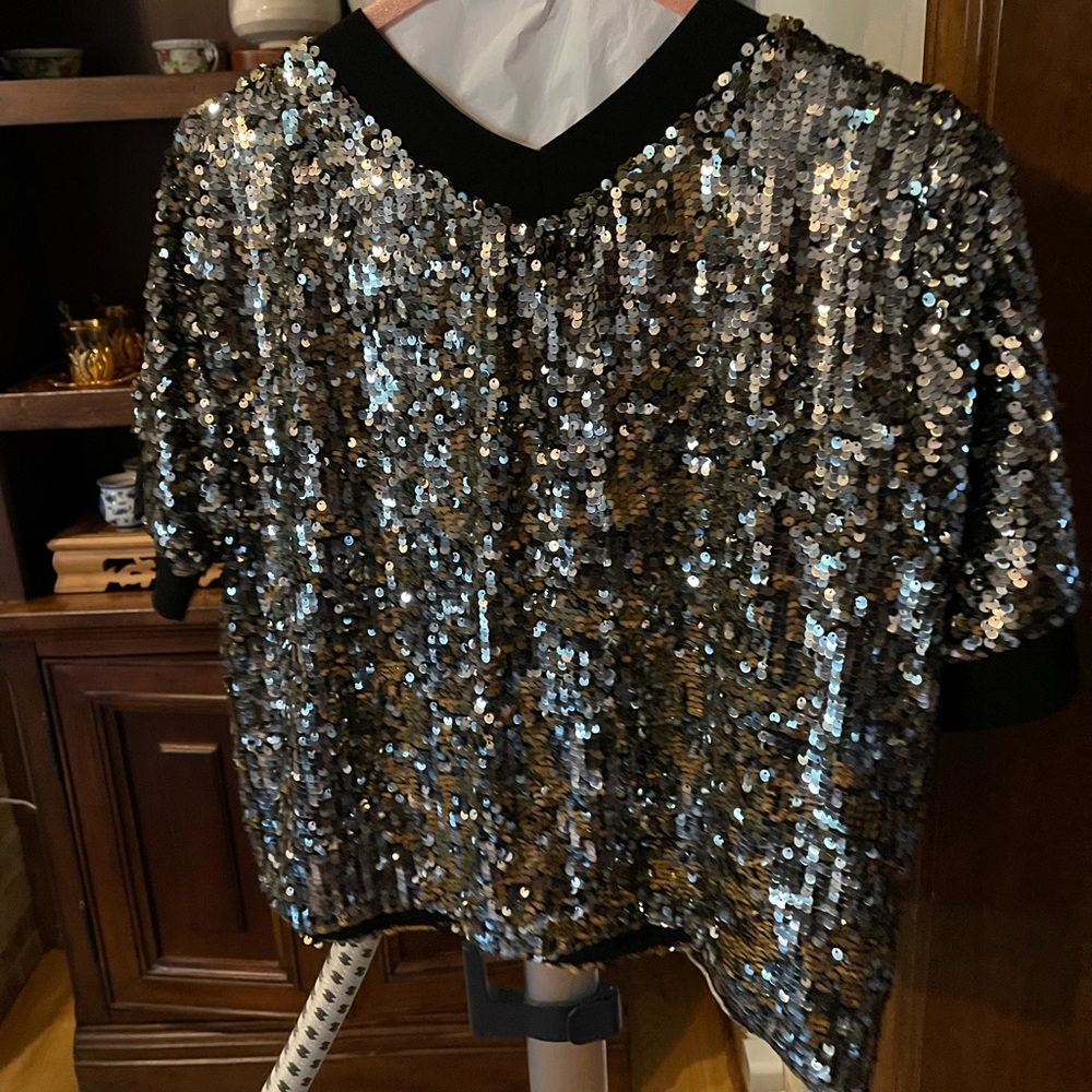Alice Olivia Danica Sequin Crewneck